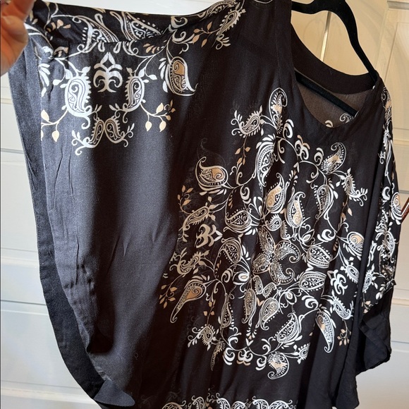 Boho Batwing Dolman Sleeve Paisley Blouse Sheer Flowy Festival Top - Picture 4 of 9